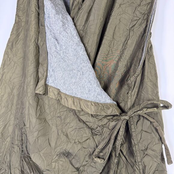 Chalet et Ceci Wrap Vest Womens Medium Olive Green Asymmetrical Crinkle Lined - Picture 3 of 11